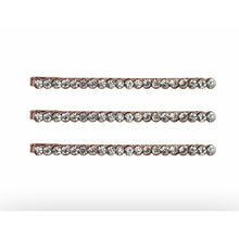 Load image into Gallery viewer, Rhinestone Bobby Pins 3 Pack- Rose Gold

