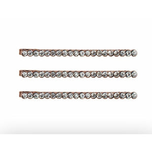 Rhinestone Bobby Pins 3 Pack- Rose Gold